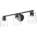 None 3 Light 24.5 inch Matte Black Bathroom Vanity Light Wall Light